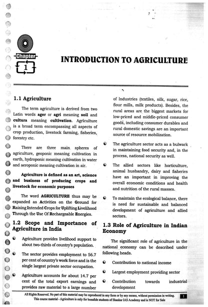 Agriculture Optional Notes By- SHANKAR IAS ACADEMY (English Medium)