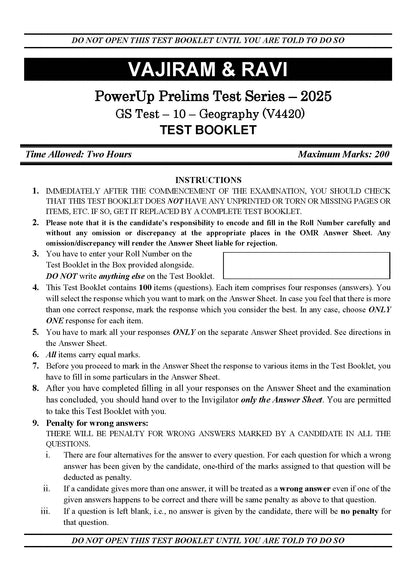 Vajiram & Ravi PowerUp Prelims Test Series –10 (V4420) 2025