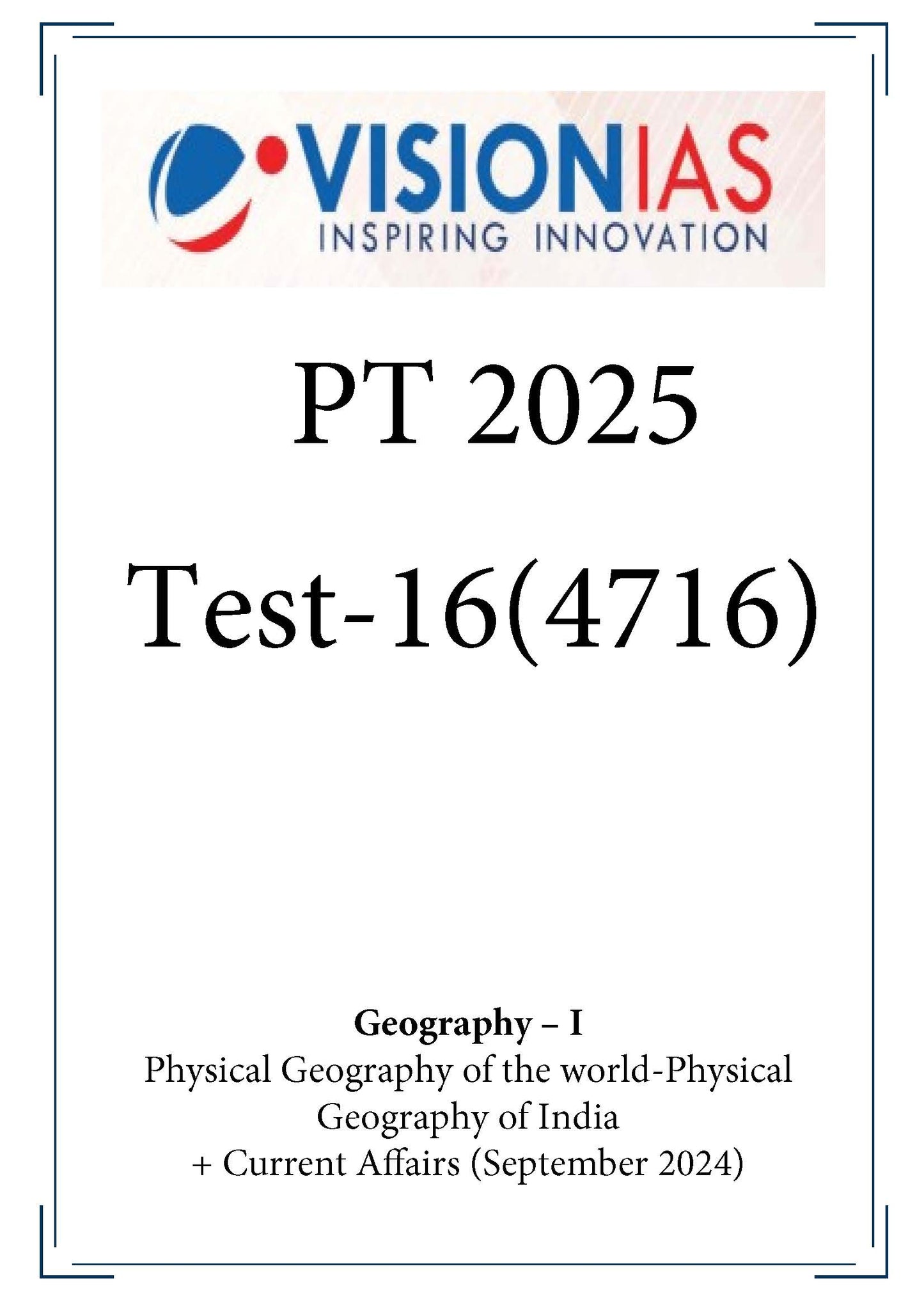 Vision IAS PT Test -16 (4716) 2025