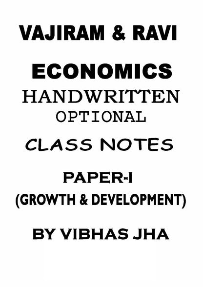 Vajiram & Ravi Economics Optional Notes By-Vibhas Jha (Handwritten Notes)