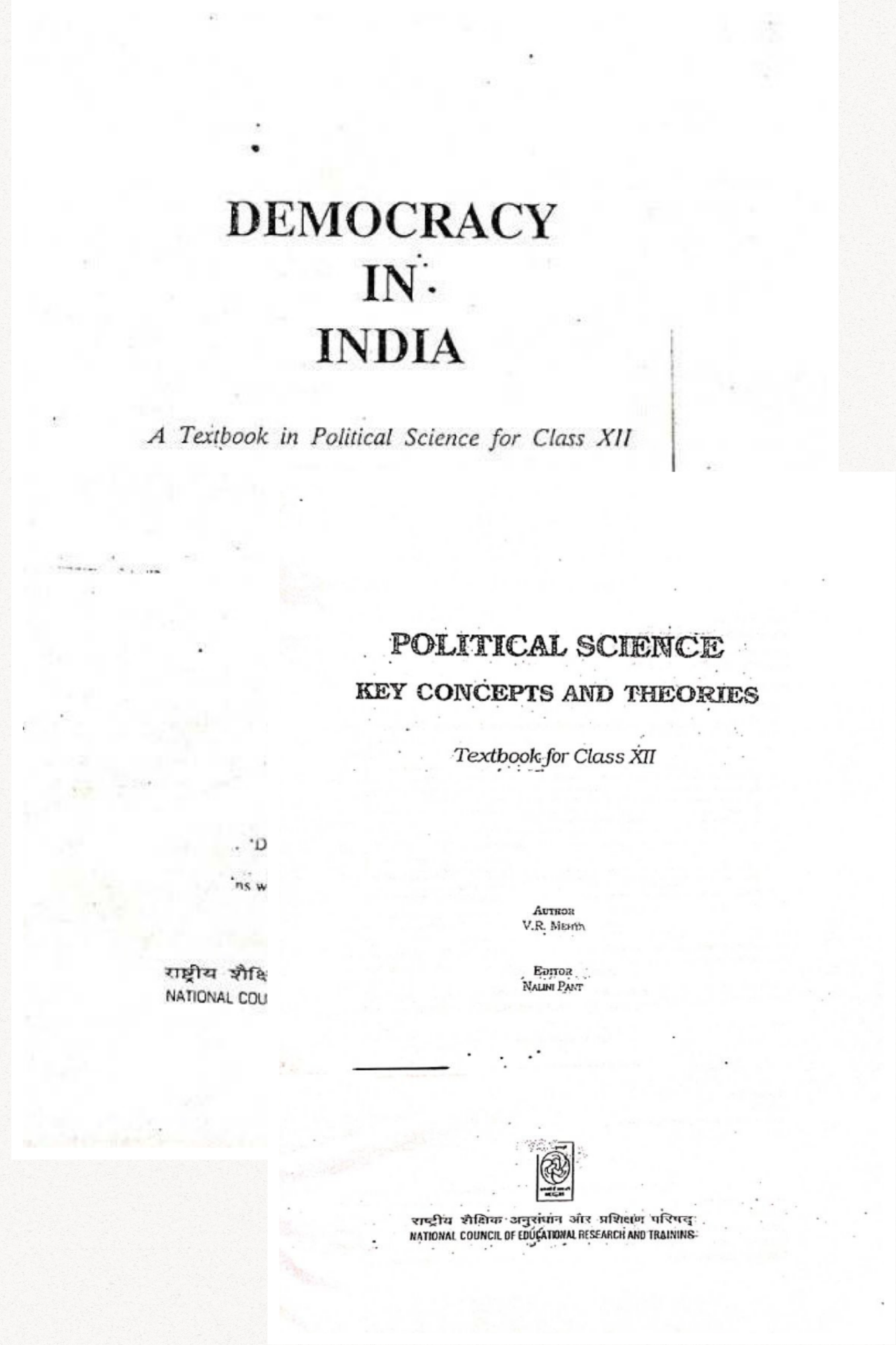 OLD NCERT Polity Class 12 -1. Democracy in India & 2. Political Science Key Concept & Theory.(2 Books)