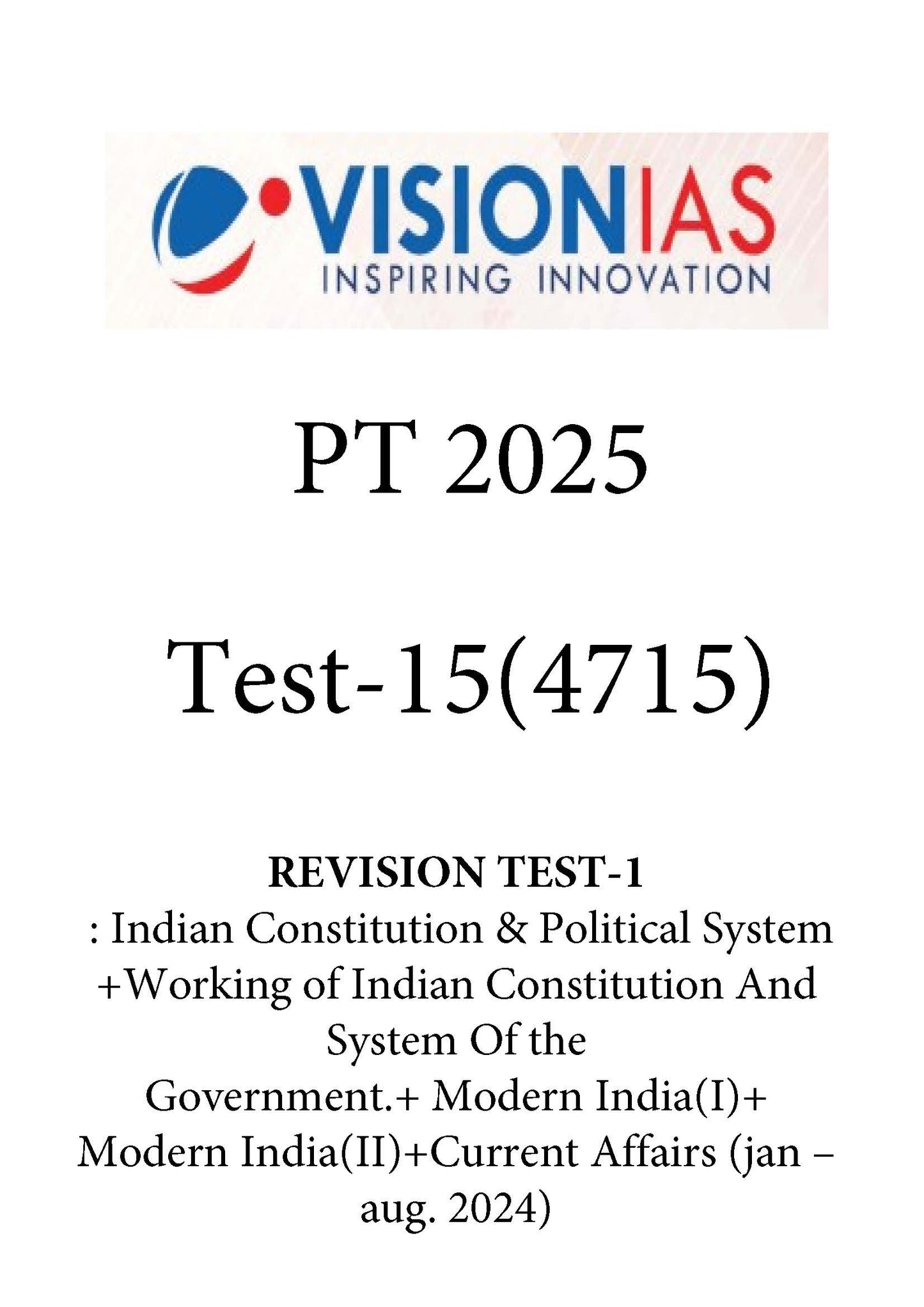 Vision IAS PT Test -15 (4715) 2025