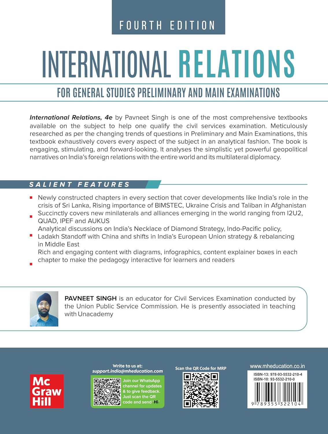 International Relations by Pavneet Singh | 4th Edition Useful for UPSC & State pcs Exams